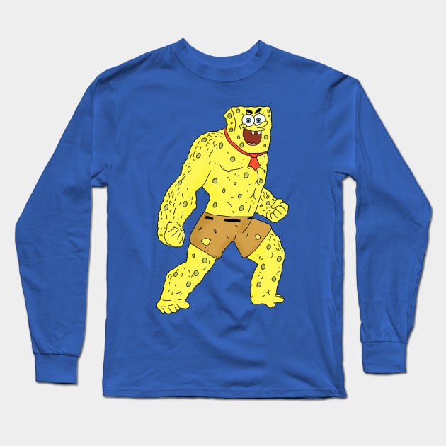 Sponge King Bob Kong Long Sleeve T-Shirt by Pretty Weird